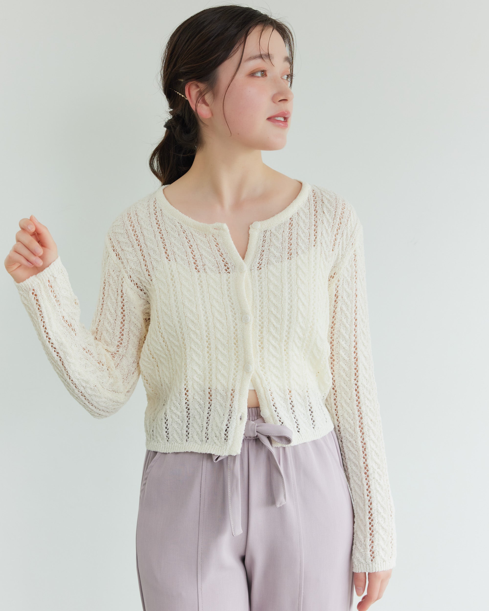 Vネック鍵編みニットワンピース | anchic(アンシック) Vネック鍵編みニットワンピース | anchic(アンシック)