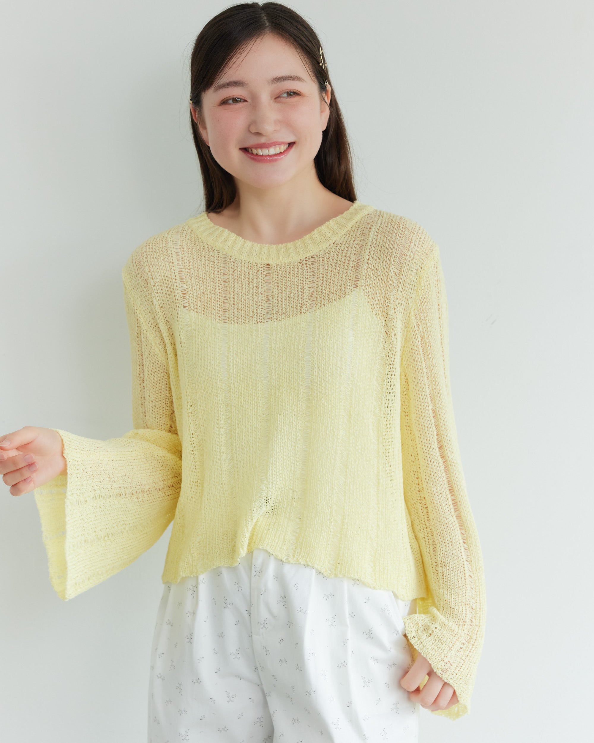 ammy select】透かしデザインフレアスリーブニット | anchic(アンシック)