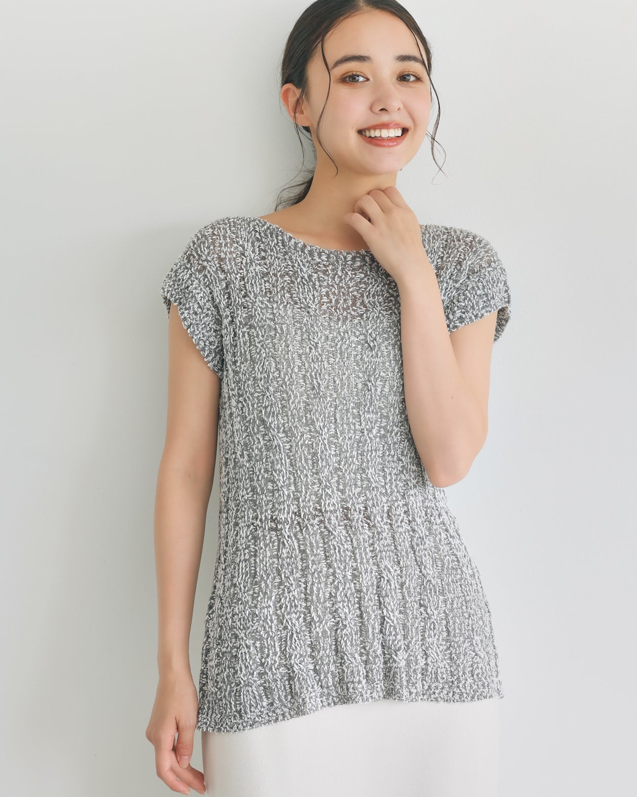 新品★ジャスグリッティー　ミックスヤーンフレンチニット ミックスヤーンフレンチスリーブニット | anchic(アンシック)